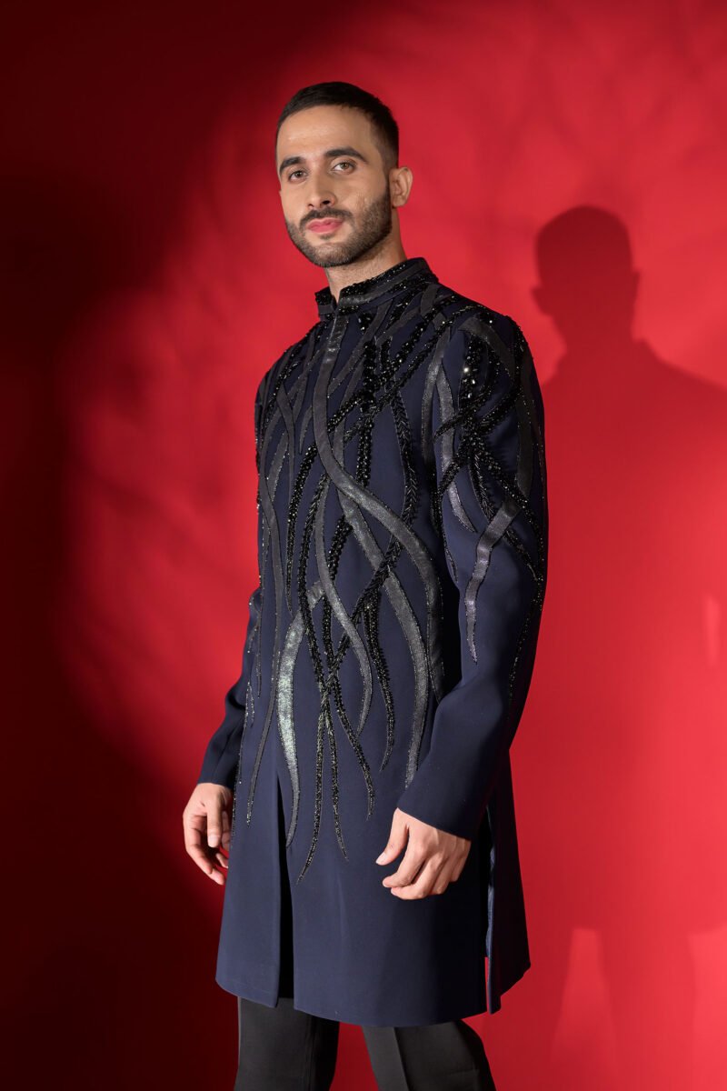 Blue Indo-Western Embellished With Cutdana Hand Work