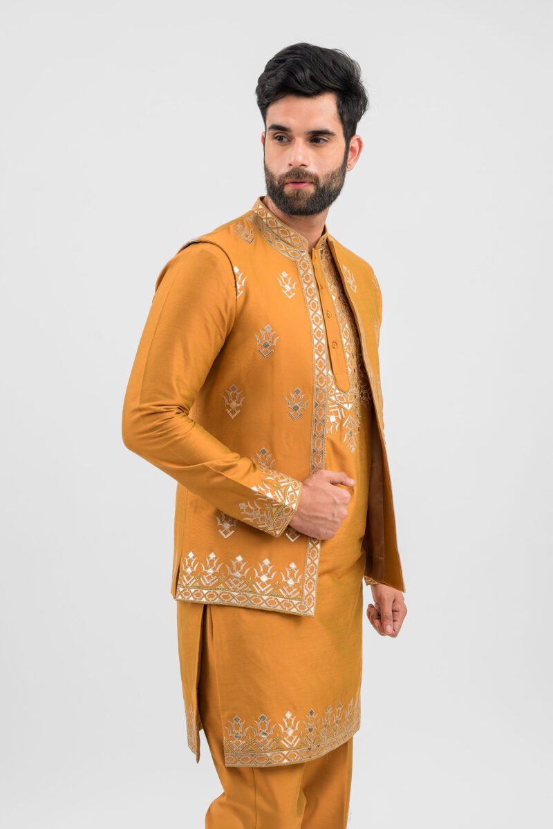Mustard Jacket Kurta Set