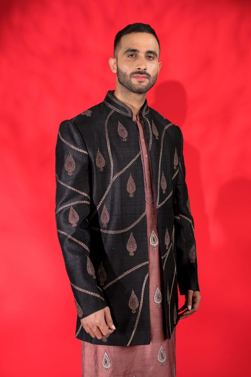 Black Indo Western With Kurta Pyjama