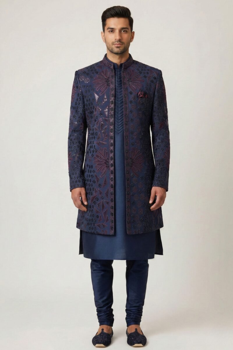 Peacock Blue Velvet Radiance Indo Western