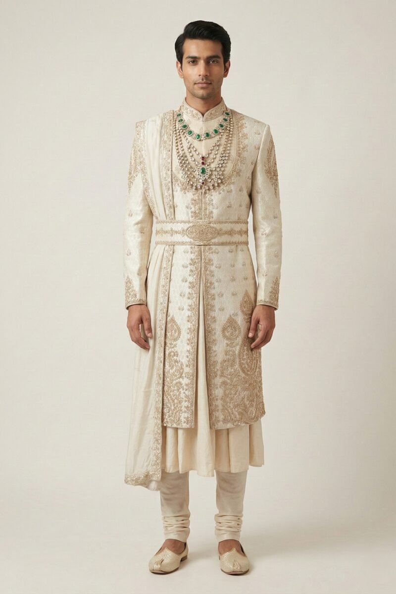 Golden Vine Embroidered Sherwani