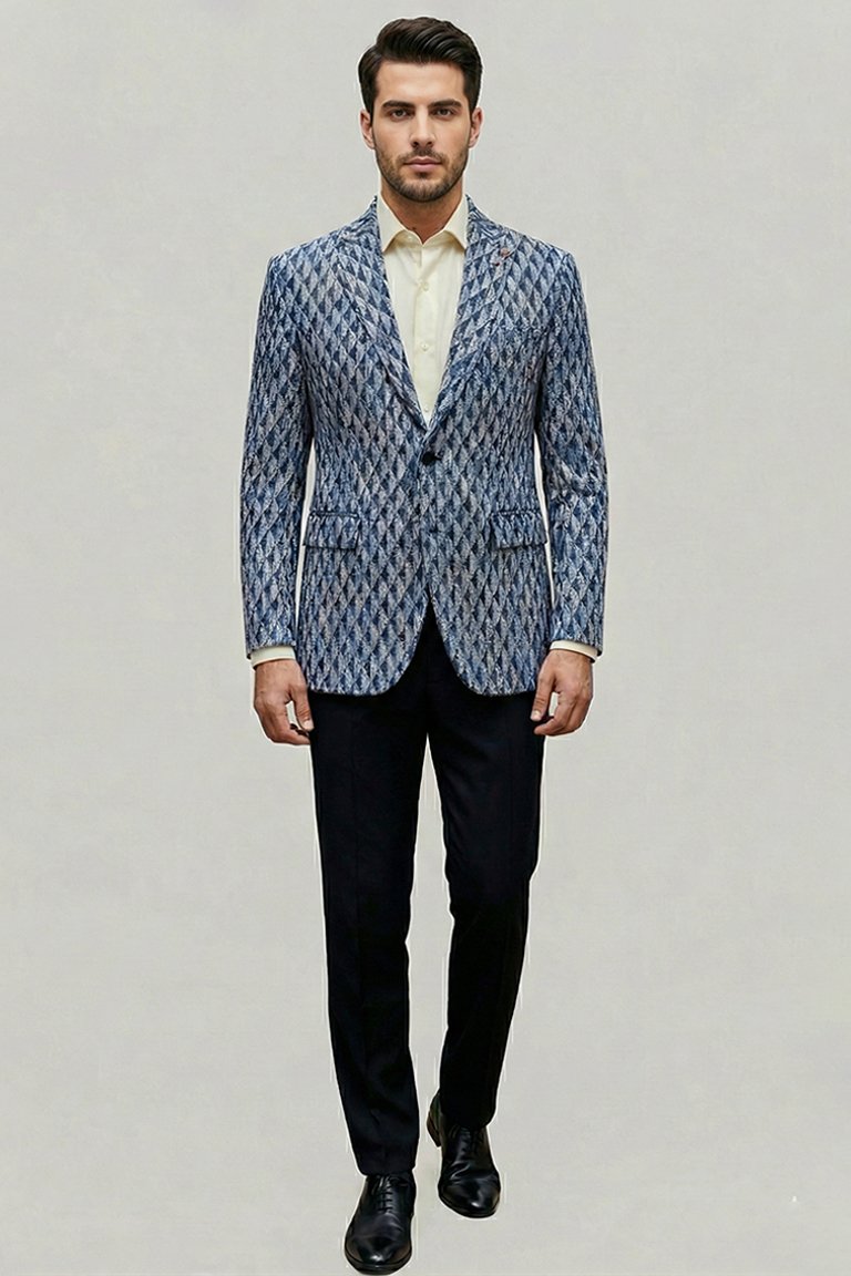 Wintage Banarasi Rayon Cotton Blue Blazer